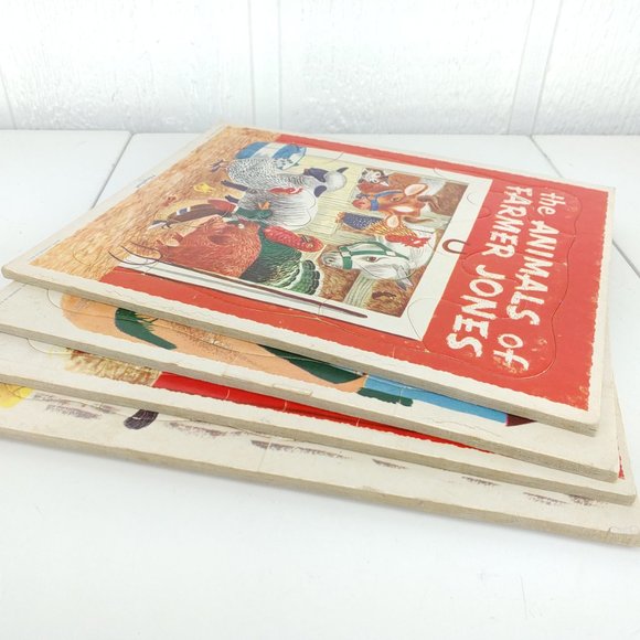 Vintage Golden Press Playskool Farm Puzzles Lot of 4 USA 80-7A 7B 7C 7D Retro - Picture 9 of 9